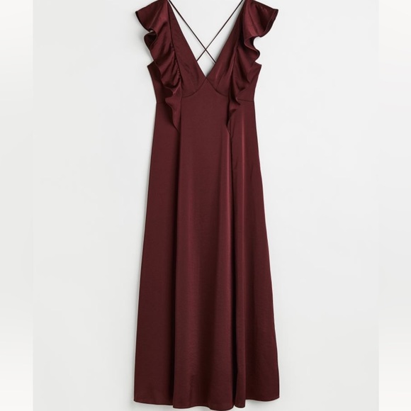 h&m flounced maxi dress H&M | Dresses | Nwt Hm Flounced Satin Maxi Dress